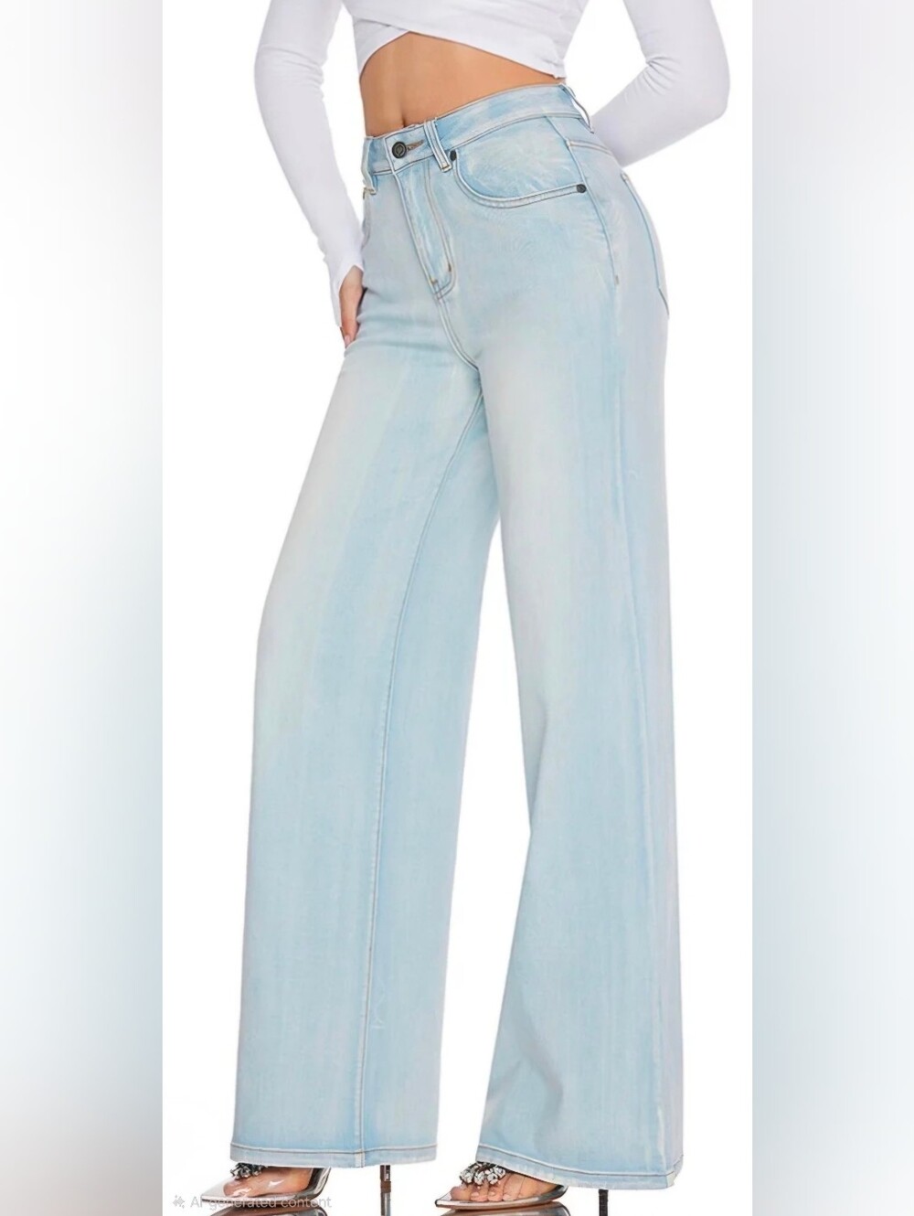 Canana High-Rise Baggy Wide Leg Jeans in Light Blue Wash Size 25 - Picture 12 of 15